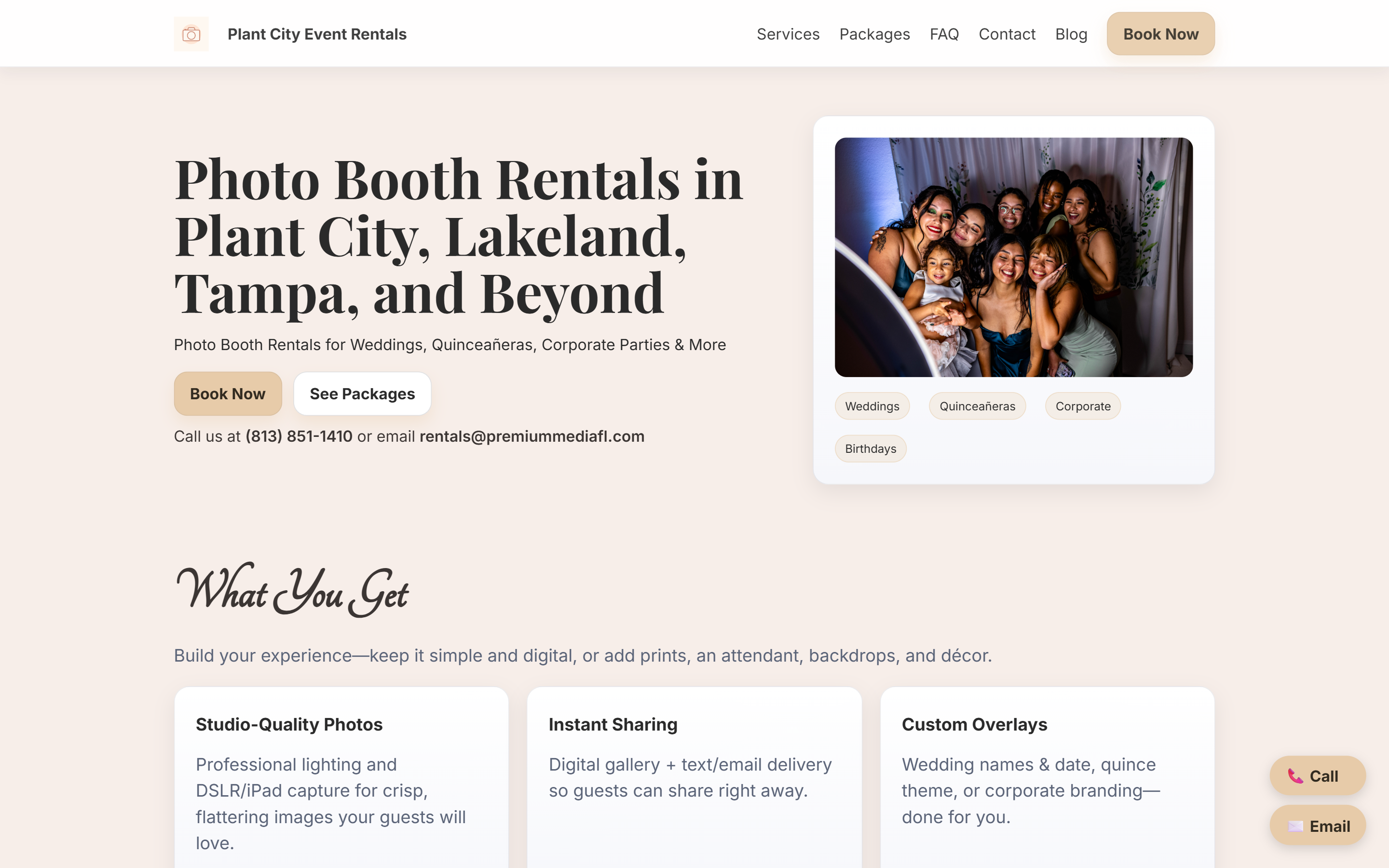 Plant City Event Rentals desktop view