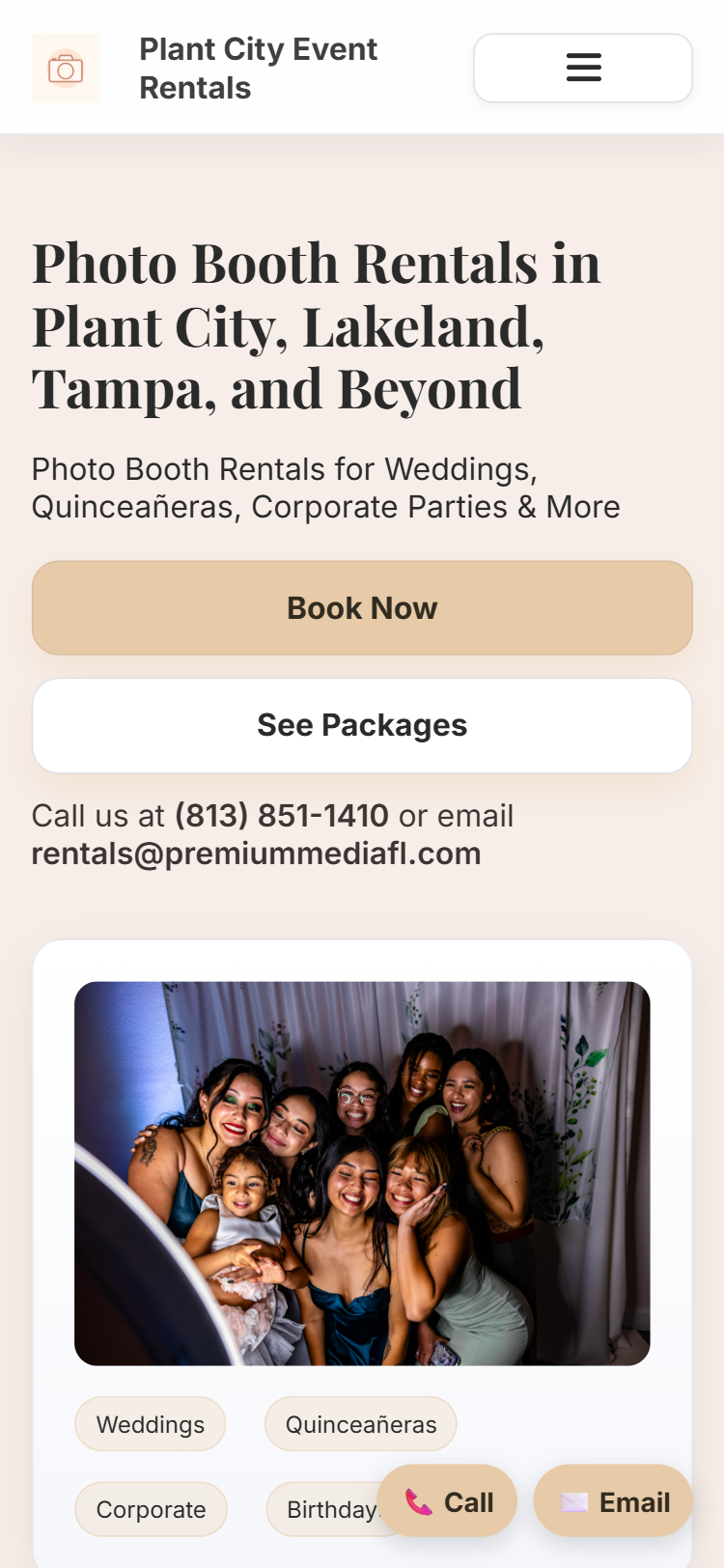 Plant City Event Rentals mobile view