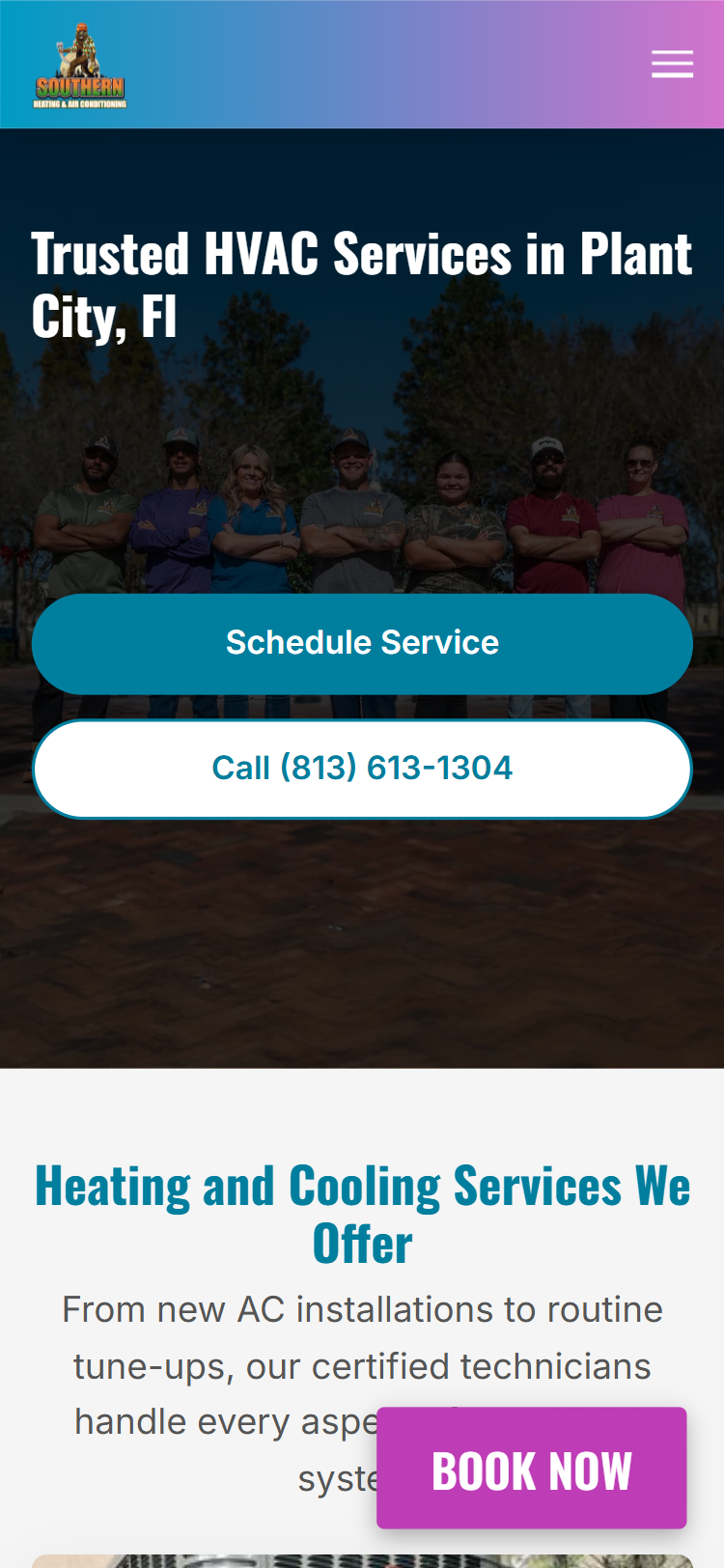 Southern Heat & AC mobile view